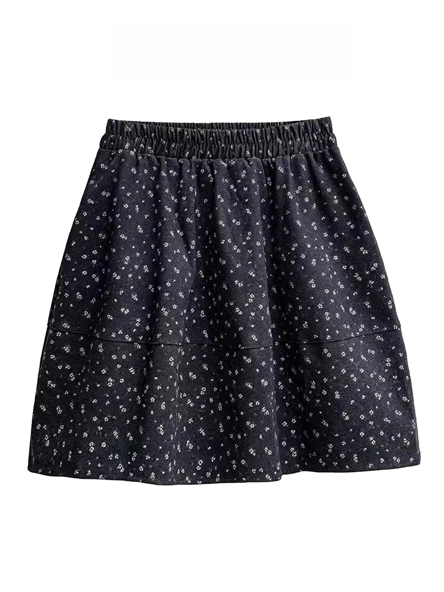 Korean Style High Waist Floral Embellished Flocking Half Skirt Women's A-Line Midi Skirt Slimming Vintage Print Skirt