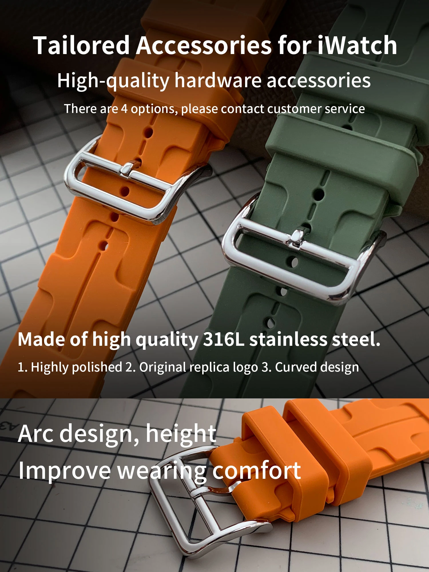 Premium Grade Watch Strap For I Watch Ultra 2 Apple Watch Series 10 9 8 7 6 46mm 42MM 45mm 49mm FKM Watchbands