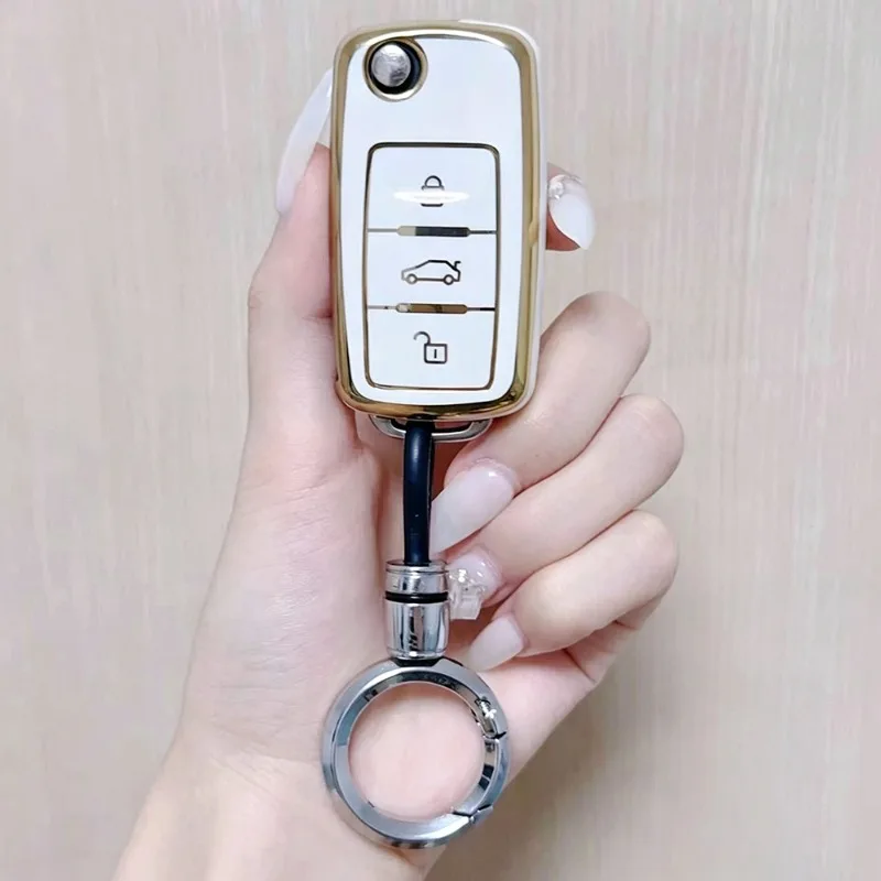 3 Buttons TPU Flip Remote Car Key Fob Case for Volkswagen for VW for Skoda Golf Passat Polo Jetta Touran Bora Sharan Shell