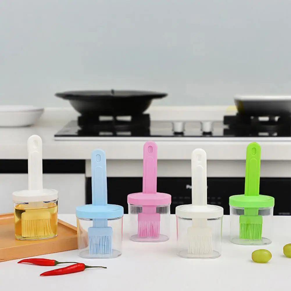 Oil Brush Dispenser 2-in-1 High-Temperature Resistant Oil Pot With Brush Cooking Oil Applicator