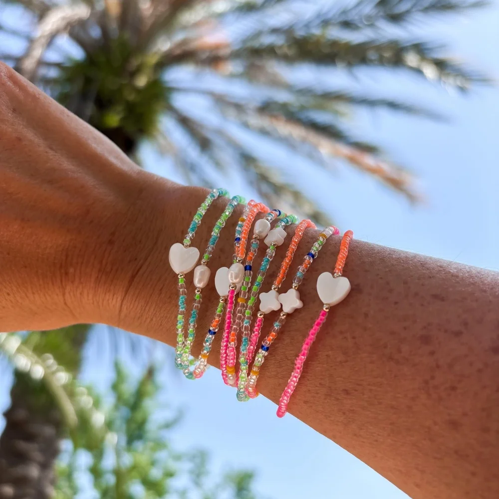 

3PCS Colorful Seed Bead Bracelets for Women Boho Heart Star Handmade Jewelry Adjustable Friendship Beach Gift Set Wholesale