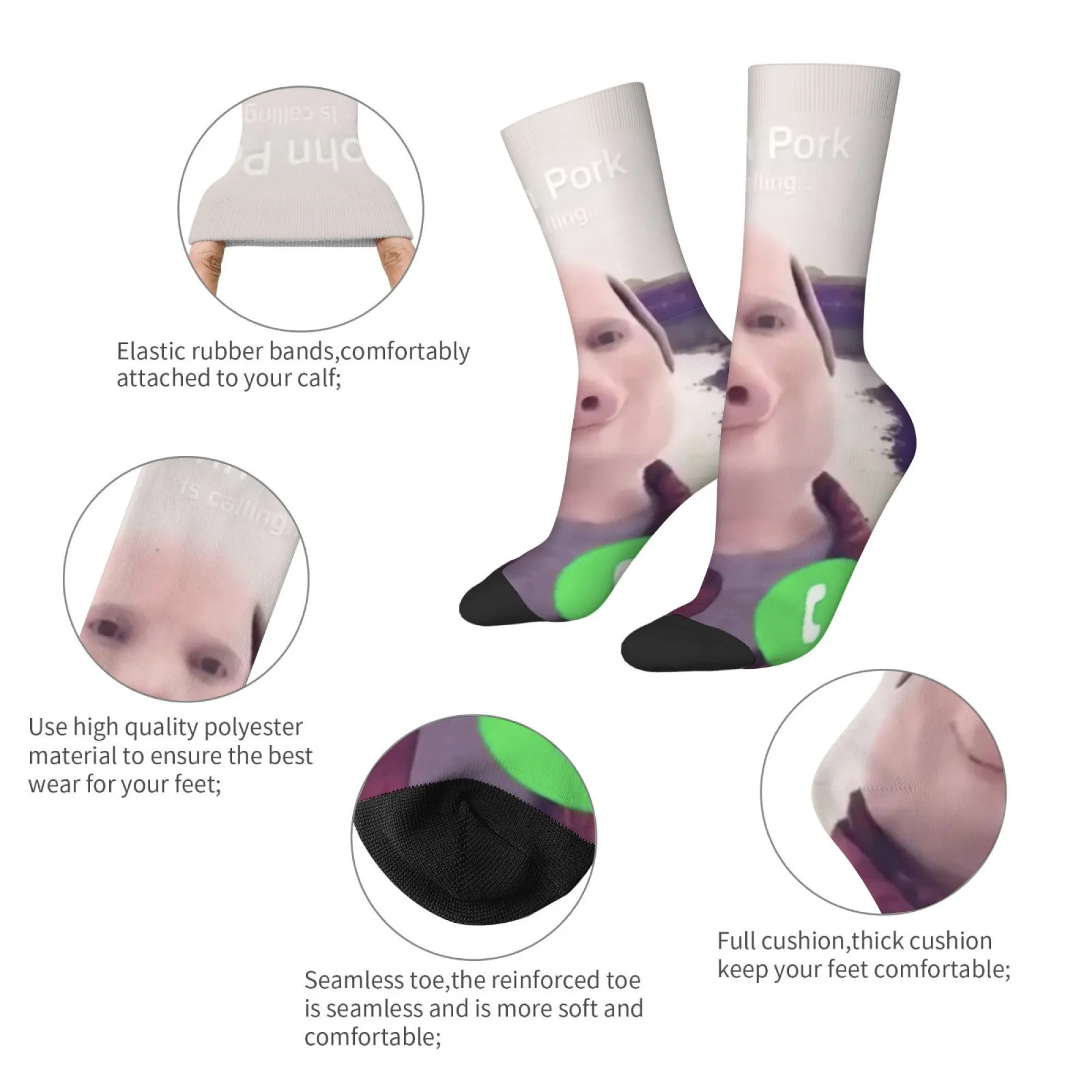 Niedliche John Pig Herrensocken, Persönliche Neuheit Lustige Socken, Atmungsaktive Hautfreundliche Weiche Rutschfeste Sportsocken, Verrückte Partygeschenke – Detail 14