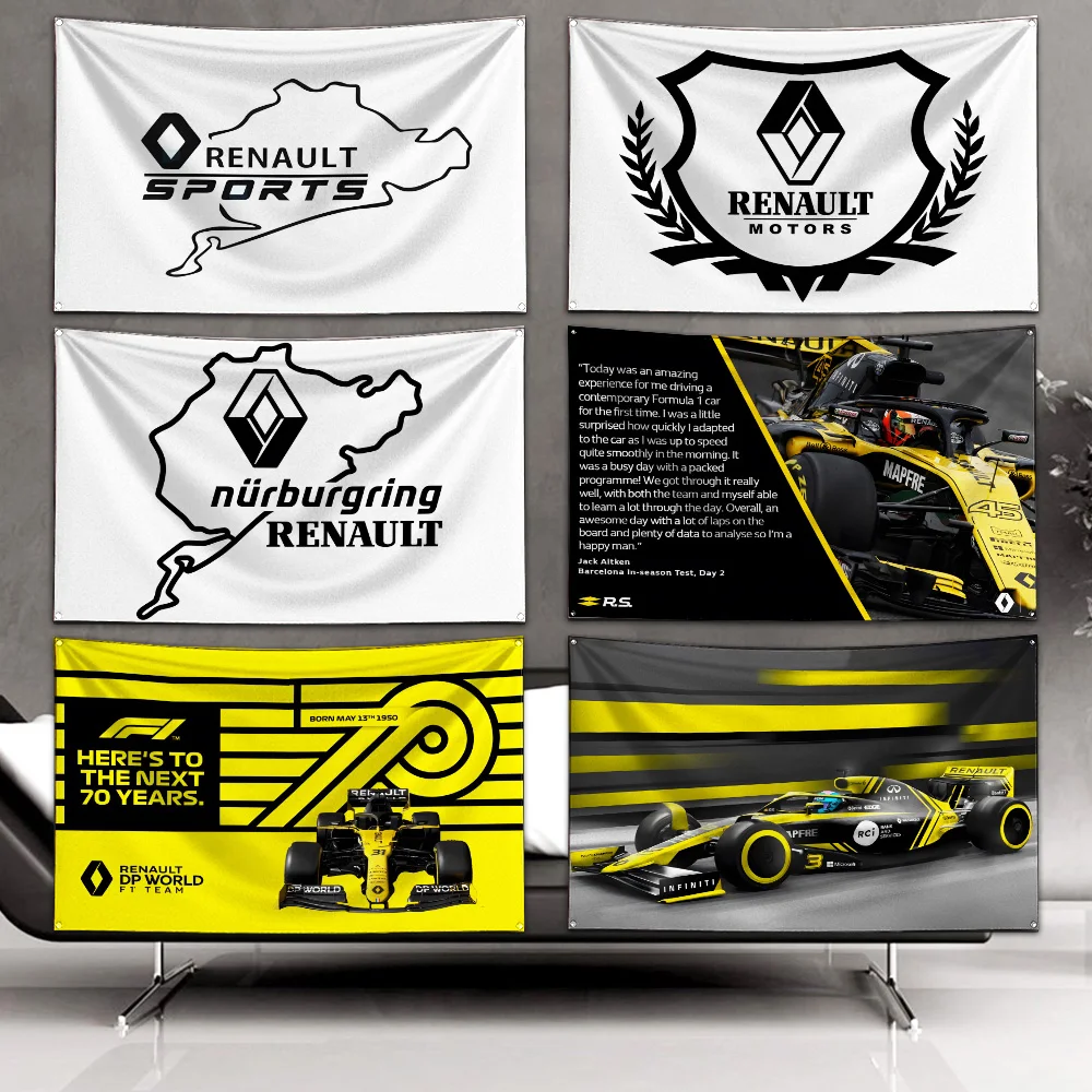 3 x 5 Fuß Renault Sport Racing Flagge Polyester Digitaldruck Banner für Garage Wandkunst Outdoor
