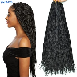 24 Inch Synthetic Box Braids Hair Extensions Crochet Hair Ombre Color Handmade Hair Strand Braid For African Women 22 Roots 18''