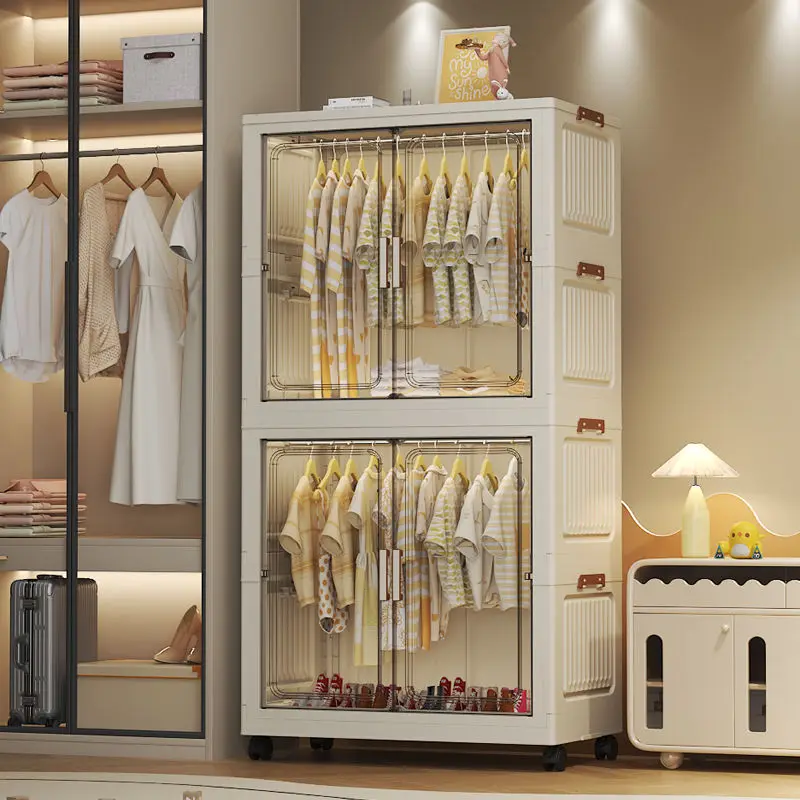 70cm/80cm Transparent Foldable Wardrobe, Portable Large-Capacity Storage Cabinet, Space-Saving Bedroom/Living Room Organizer 6