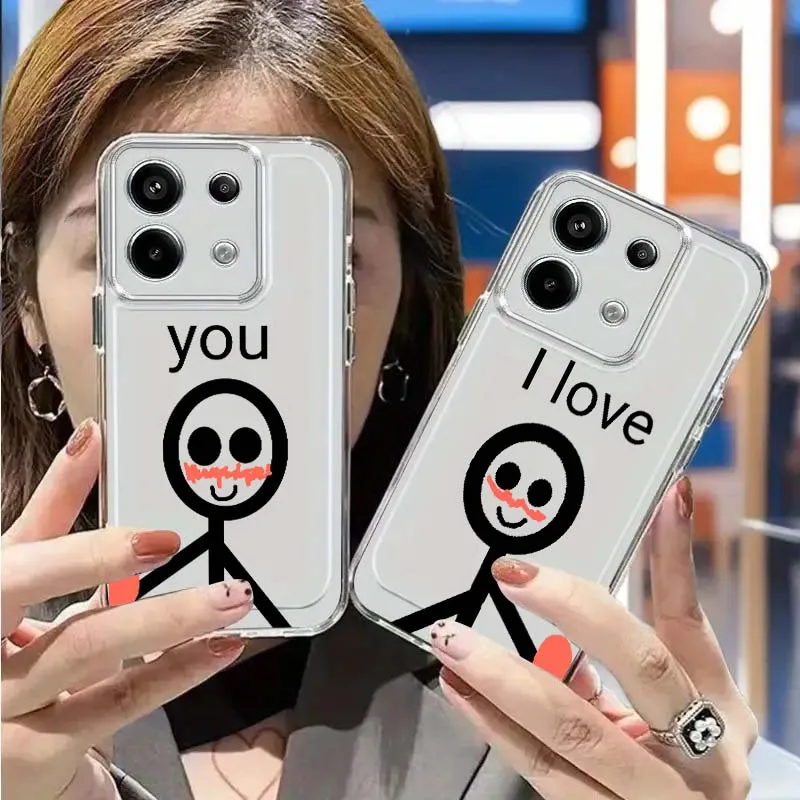 

Line Art Couple Pattern For Xiaomi Mi Poco F2 F3 F4 F5 F6 X5 X6 X7 Pro TPU Protection Transparent Phone Case