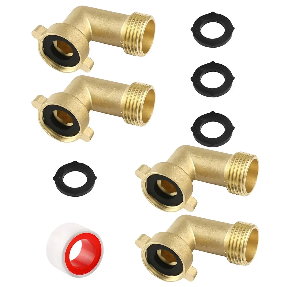 Garden Hose Adapter 90-degree Elbow For Gardening Solid Brass Construction Rubber Washer Included Leak-proof Design
