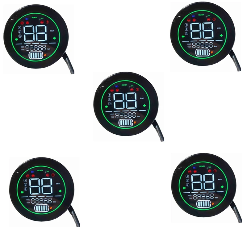 5X Electric Bike Speedometer Scooter Dashboard Indicator 48V 60V 72V Lead-Acid Battery LED Instrument Display