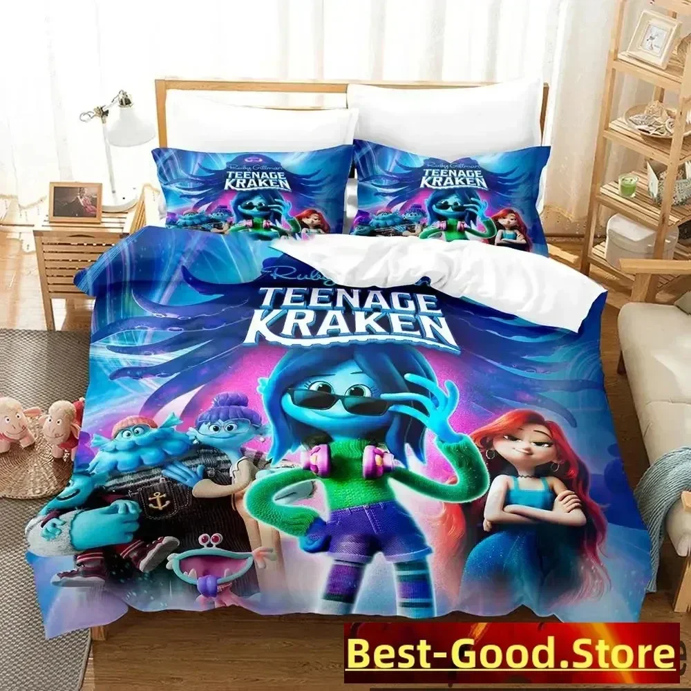 

Cartoon Ruby Gillman Teenage Kraken Bedding Set Duvet Cover Bed Set Quilt Cover Pillowcase Comforter king Queen Size Boys Adult