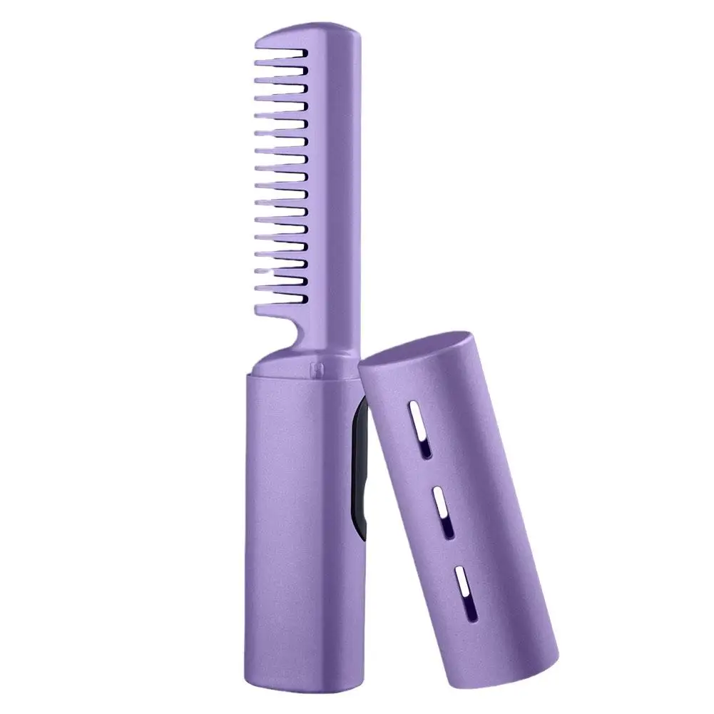 2 In 1 Luie Stijltang Haar Hete Kam Snelle Verwarming Ijzer Oplaadbare Curling Ion Usb Straight Curler Stijltang Negatief T7k0