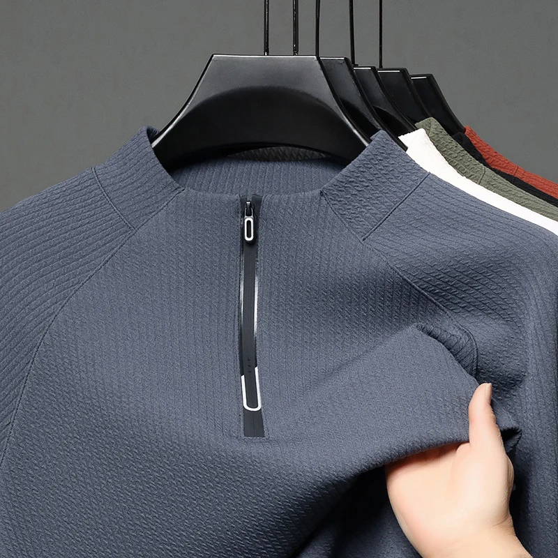 الراقية جودة تي شيرت رجالي س الرقبة بسيط بلون نصف سستة البلوز الخريف تنوعا مأدبة التنقل الاتجاه الرجالي