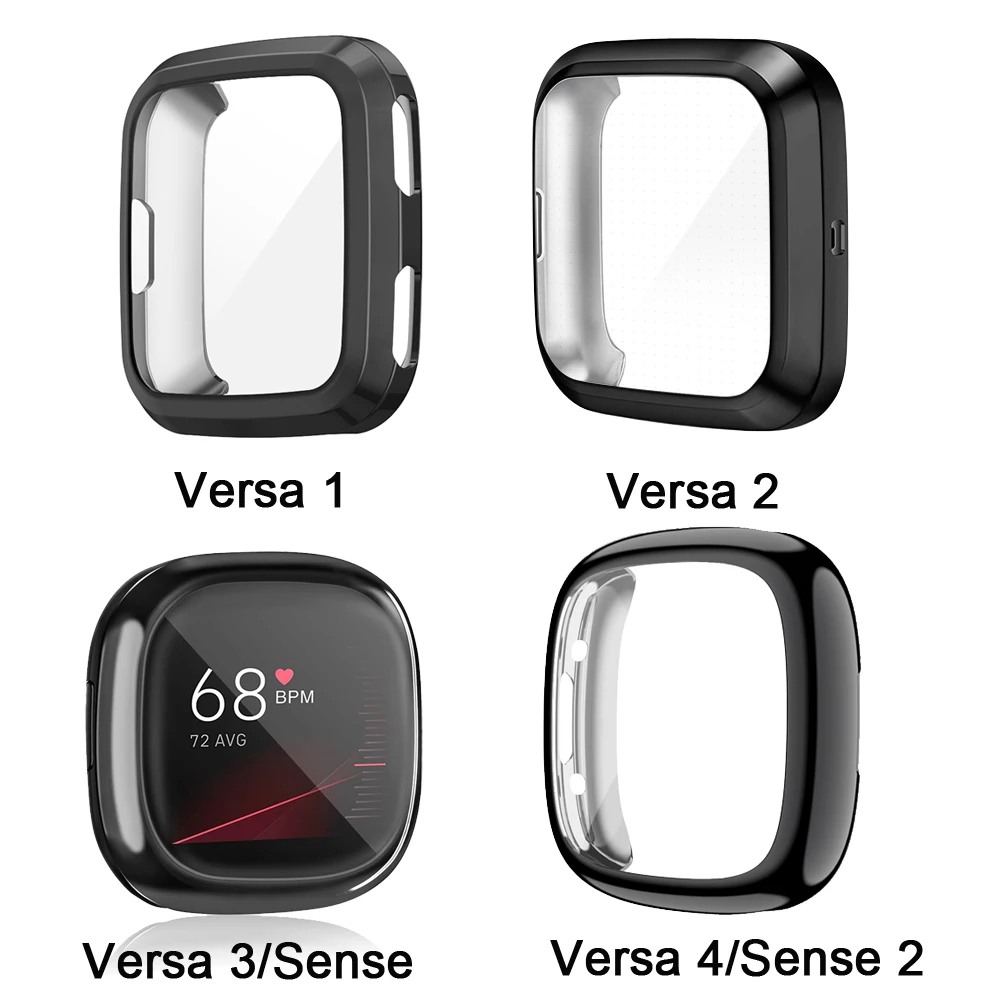 Capa macia para fitbit versa 1/versa 2/versa 3/versa 4/versa lite capa protetora completa para fitbit sense 2/sense capa amortecedora