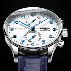 LOREO Pilot-Montre à quartz étanche pour hommes d'affaires, cadran bleu, design classique, bracelet en cuir, livraison directe