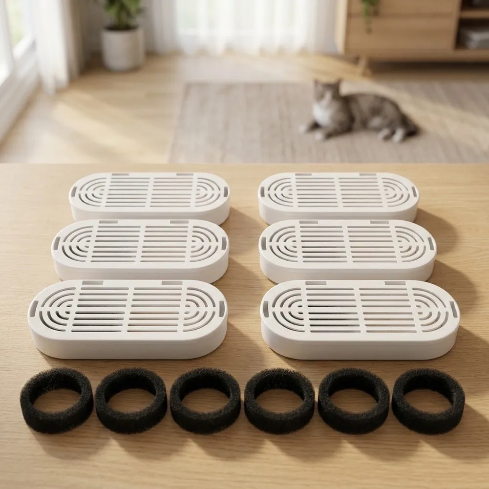 6 Piece Dog Fountain Filters Replacement for Pet Fountains Multi Layer Activated Carbon Resin 6 Piece Dog Fountain
