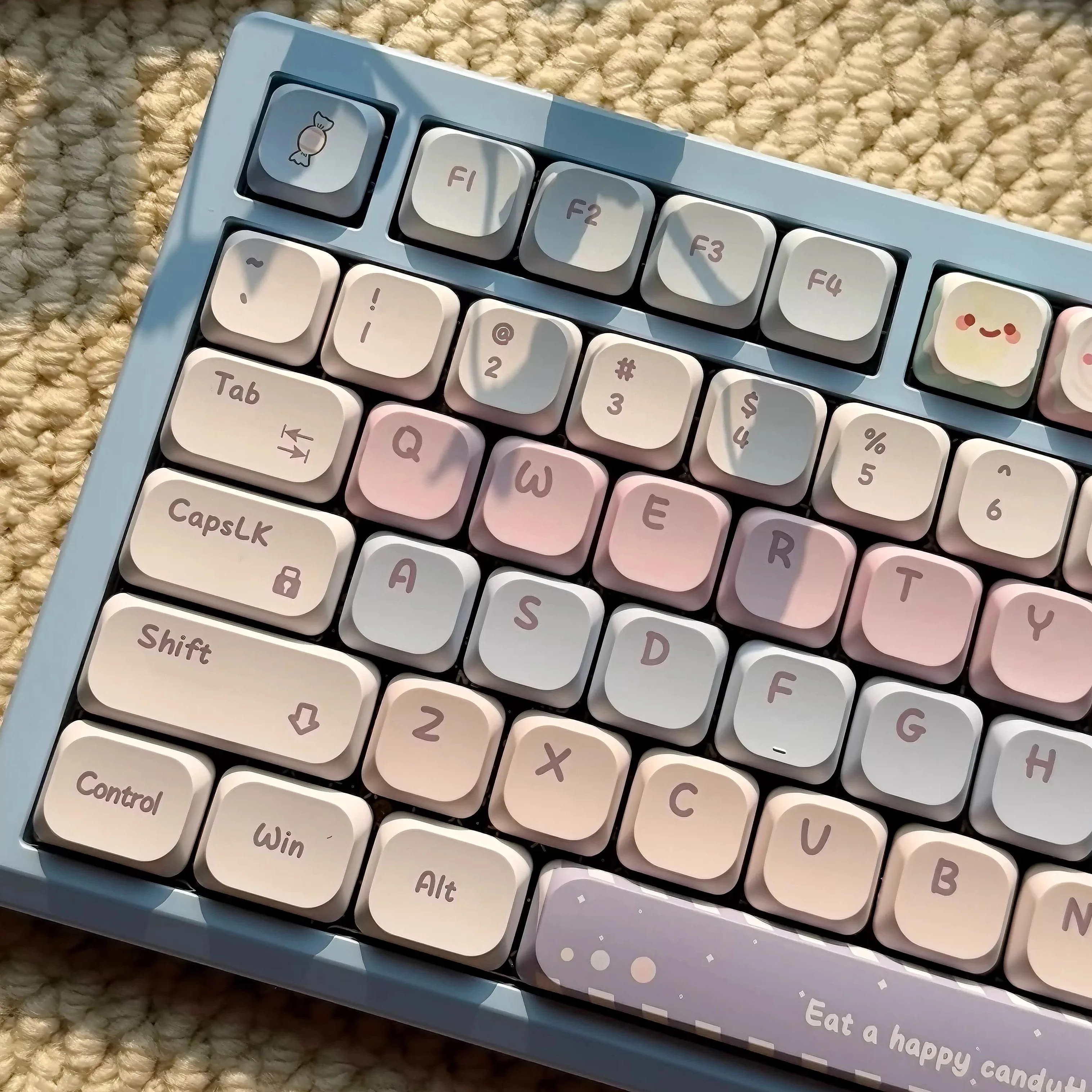 120 Keycap Tema Permen Profil Rendah Lima Sisi Pewarna Sublimasi PBT Tipis untuk Keyboard Mekanik dengan Switch MX