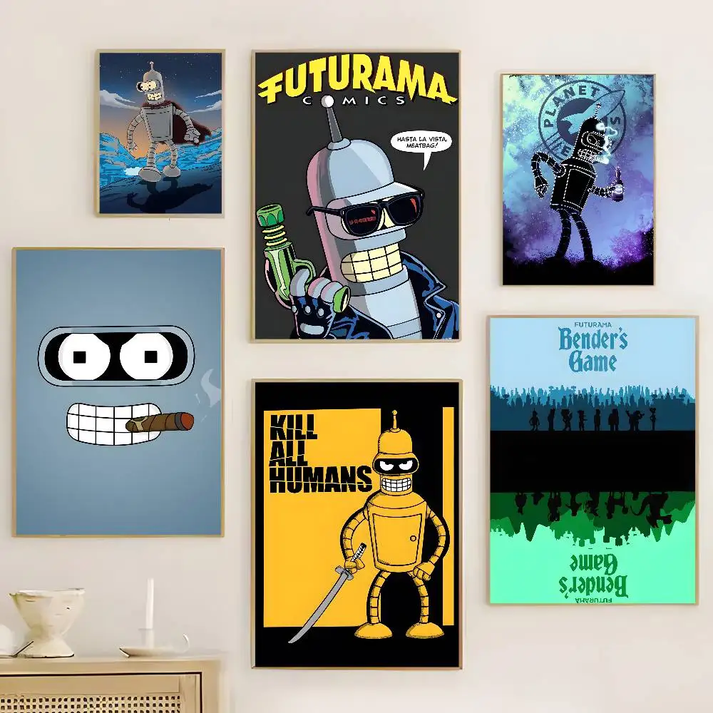 

F-Futurama B-Bender CUTE Poster Sticky Waterproof Paper Sticker Coffee House Bar fashion Room Decor