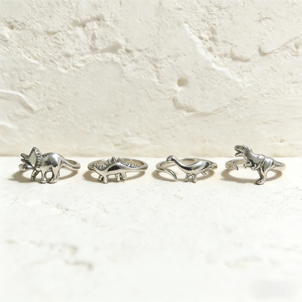 925 Silver Plated Fashionable and Environmentally Friendly Copper Dinosaur Ring Y2K Style Adjustable Declaration Ring for Women