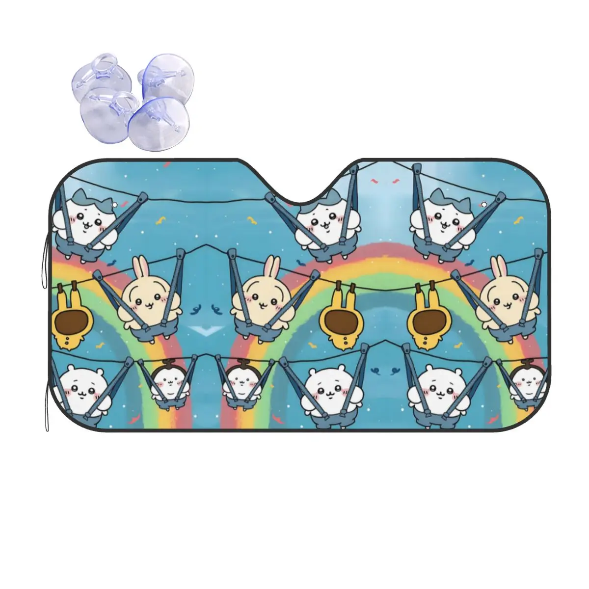 

Custom Funny Cartoon Chiikawaes Windshield Sunshade Foldable Blocks UV Rays Sun Visor Protector