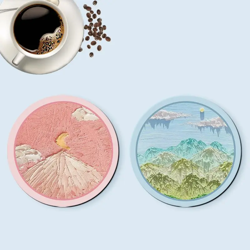 Diatom Mud Placemat for Dining Table Floral Coaster Non-slip Water-absorbent Oil Painting Quick Drying Kitchen Office Pads Ins