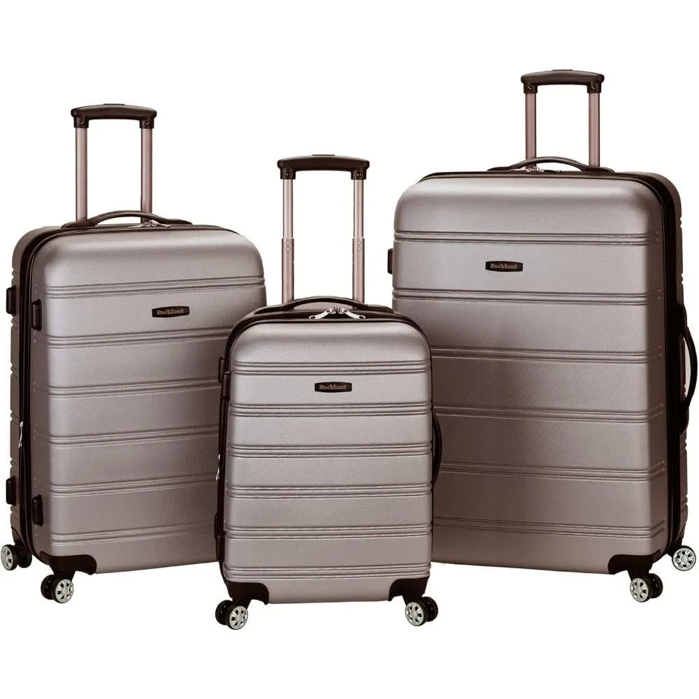 

Rockland Melbourne Hardside Expandable Luggage with Spinner Wheels, Silver, 3-Piece Set (20/24/28)
