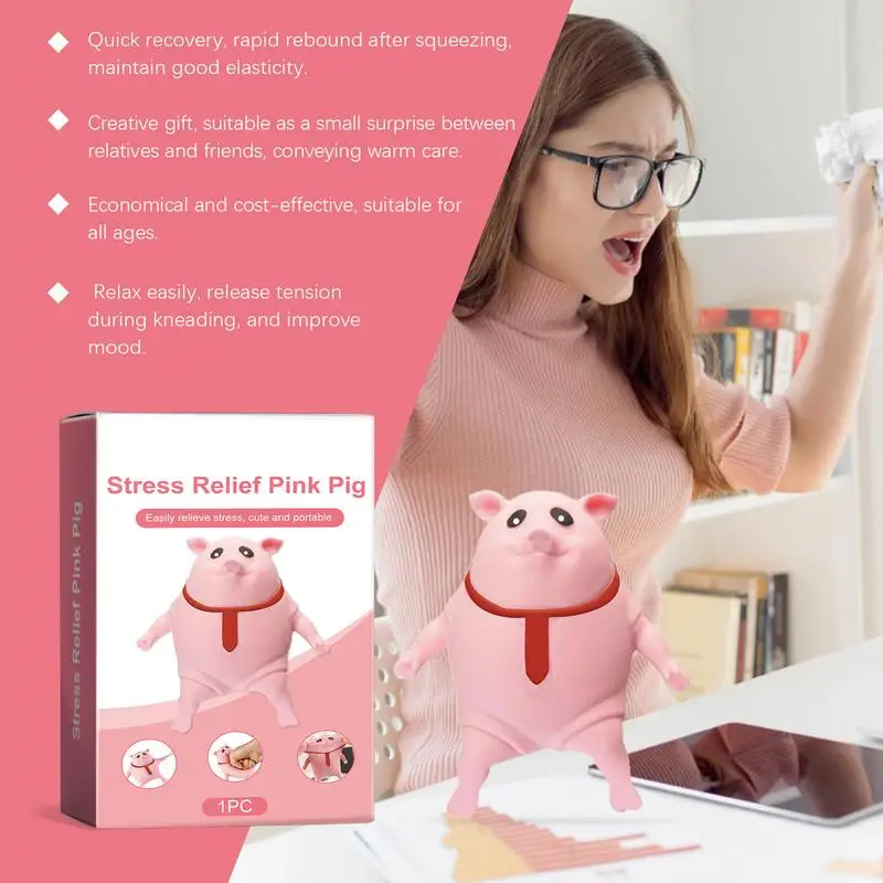 1PC Pet Squeezing Pink Pig Stress Relief Toy Cute Squeezing Animal Little Pig Doll Stress Relief Toy Animal Pinching Doll