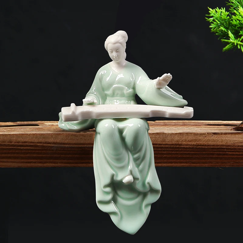 Ceramic Figure Sculpture Chinese Classical Lady Handicraft Ornaments Statue Home Decoration Accessories Figures