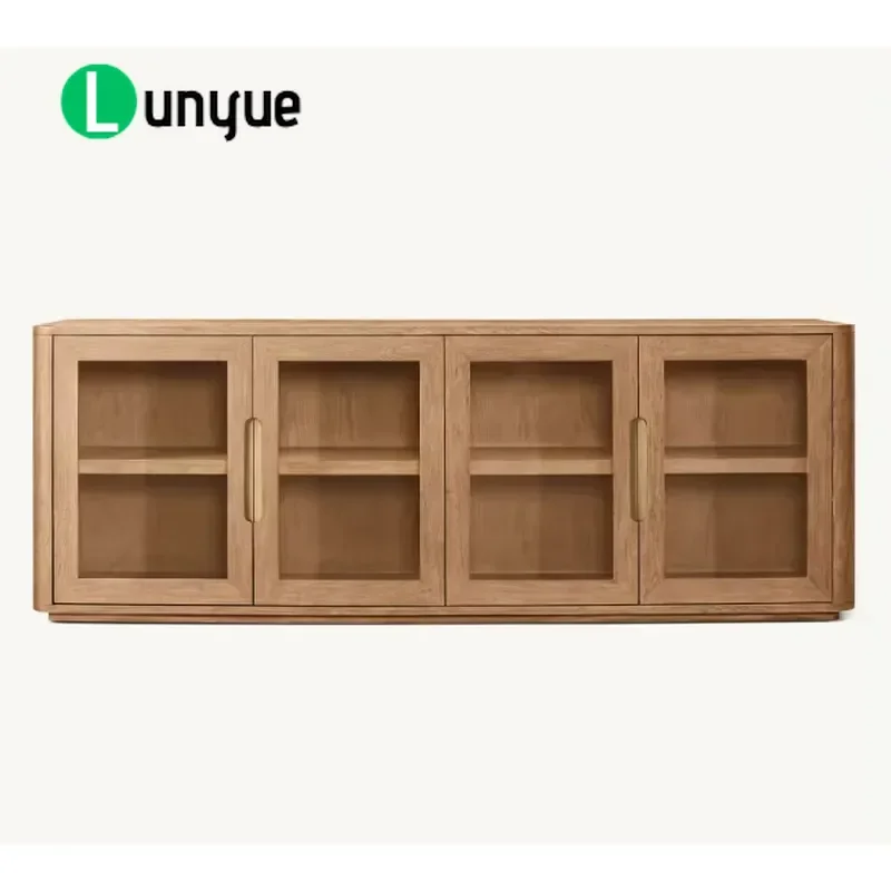 Modern American French Oak Wood Media Cabinet Living Room TV Stand Storage Console Furniture Home Entertainment Center Decor