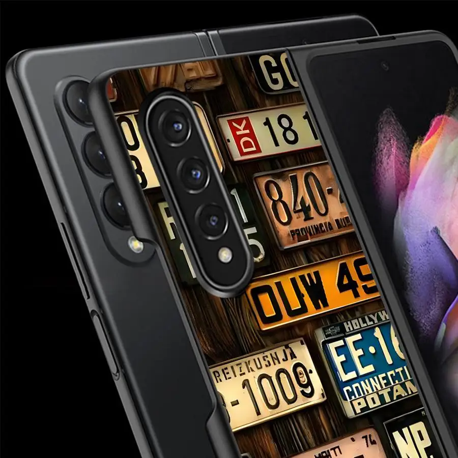 Retro Car Number Plates Case for Samsung Galaxy Z Fold 8 Ultra ZFold3 Z Fold 7 6 5 4 3 ZFold6 ZFold5 ZFold4 ZFold7 Phone Cover - view 6