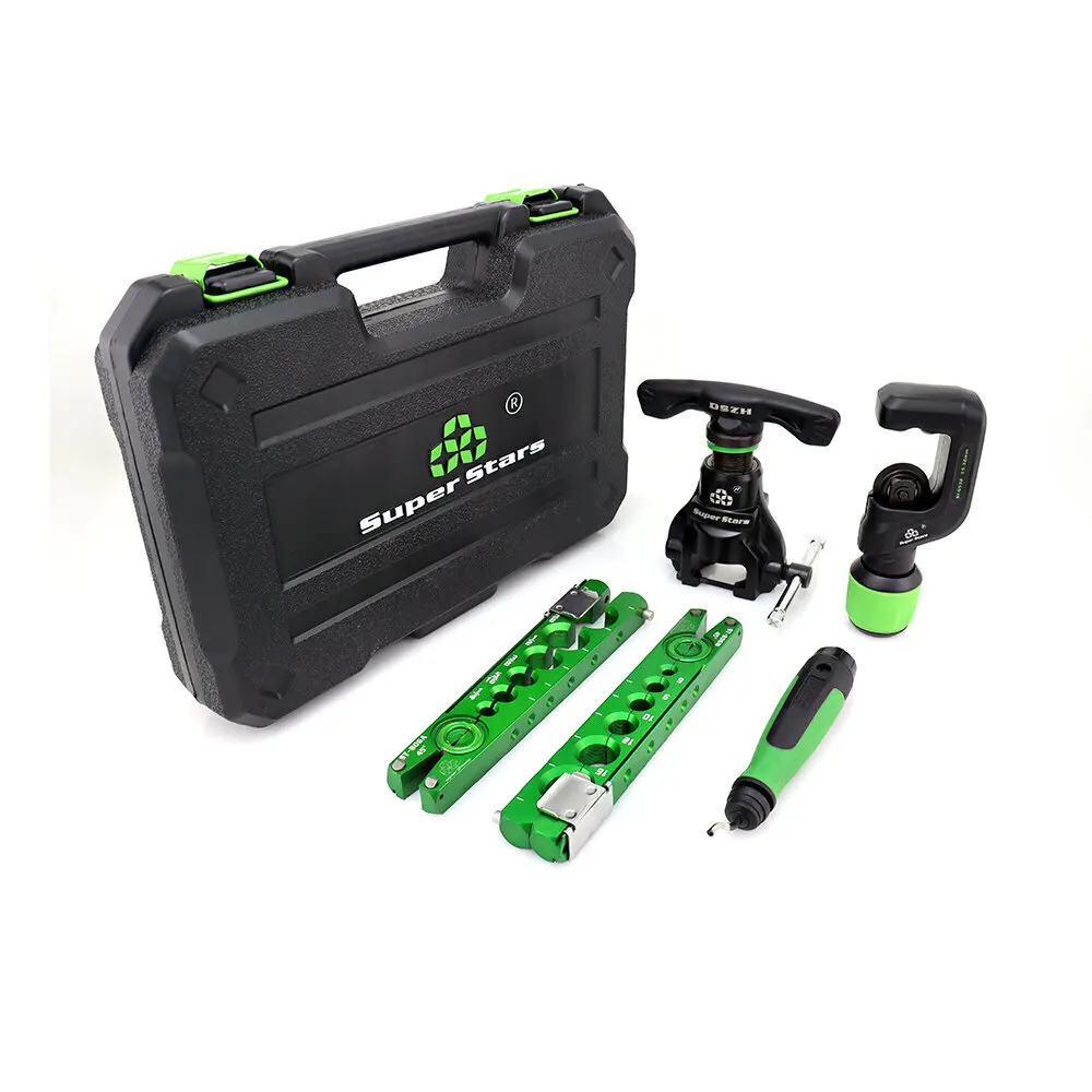 

DSZH ST-806M A/c Flaring Tool Kit Pipe Expander Set 6mm - 19mm Tubing Pipe Flare Tool HVAC 45 Eccentric With Pipe Cutter ST806
