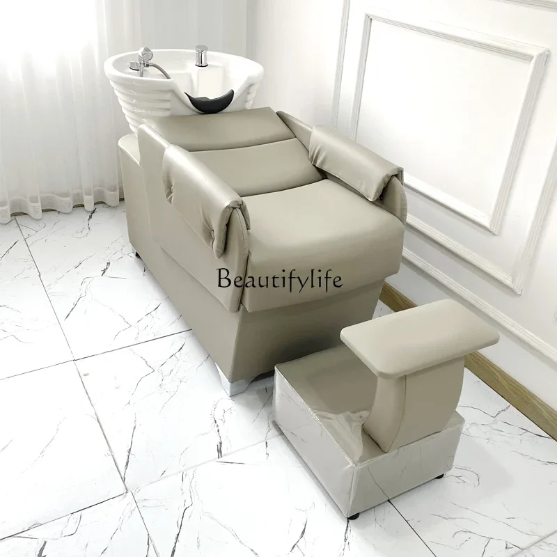 Barber Shop Simple Shampoo Chair Salon Ceramic Deep Basin Flushing Bed
