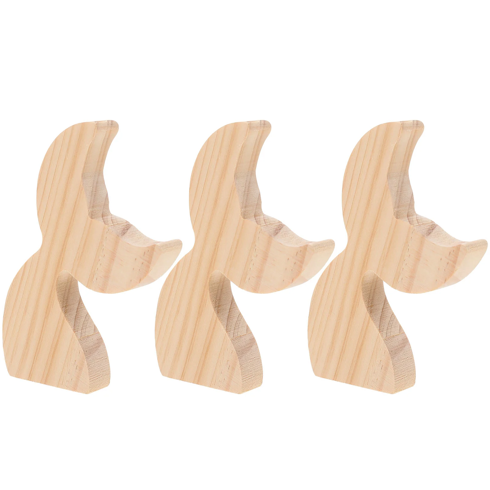 3 Pcs Desktop Fishtail Wood Block Ornaments Child Toy Decor Whale Decors Party Adorns