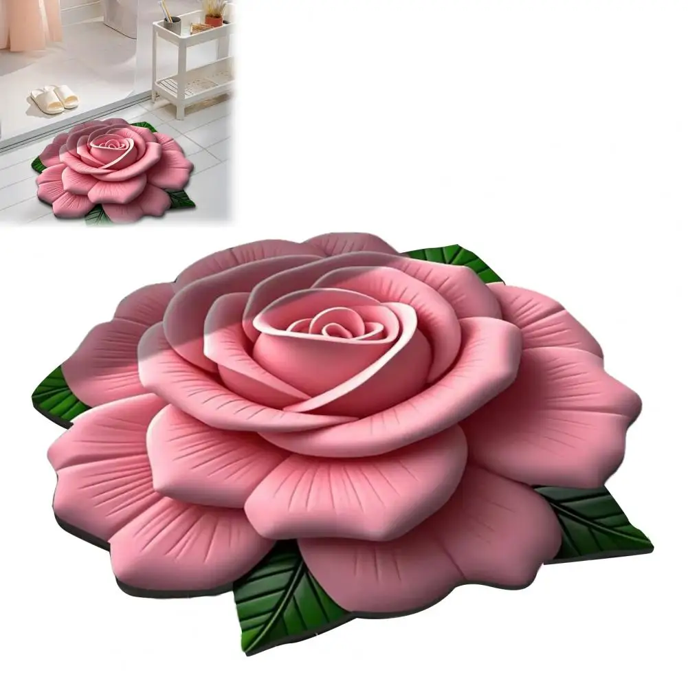 

Diatomaceous Earth Bath Mat Plush Floral Floor Mat with Diatomaceous Earth Absorbent Rug for Bedroom Entrance Kitchen for Room
