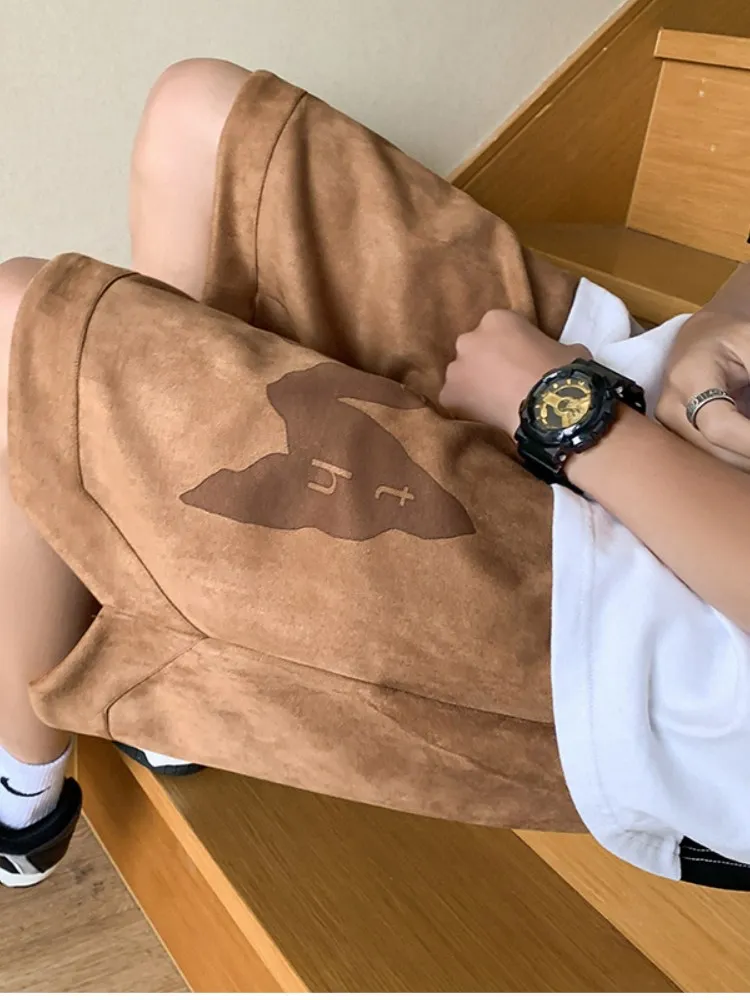 

American Sle Oversize Suede orts Men's Summer Outdoor Wear Loose Casual Knee-Length Baskeall Pants Trendy Brand