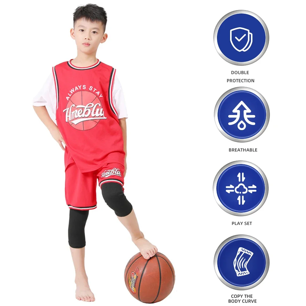 1Pair Kids Elbow Brace Bamboo Charcoal Knee Brace Children Knee Support Child Knee Pads for Basketball, Volleyball, Sports