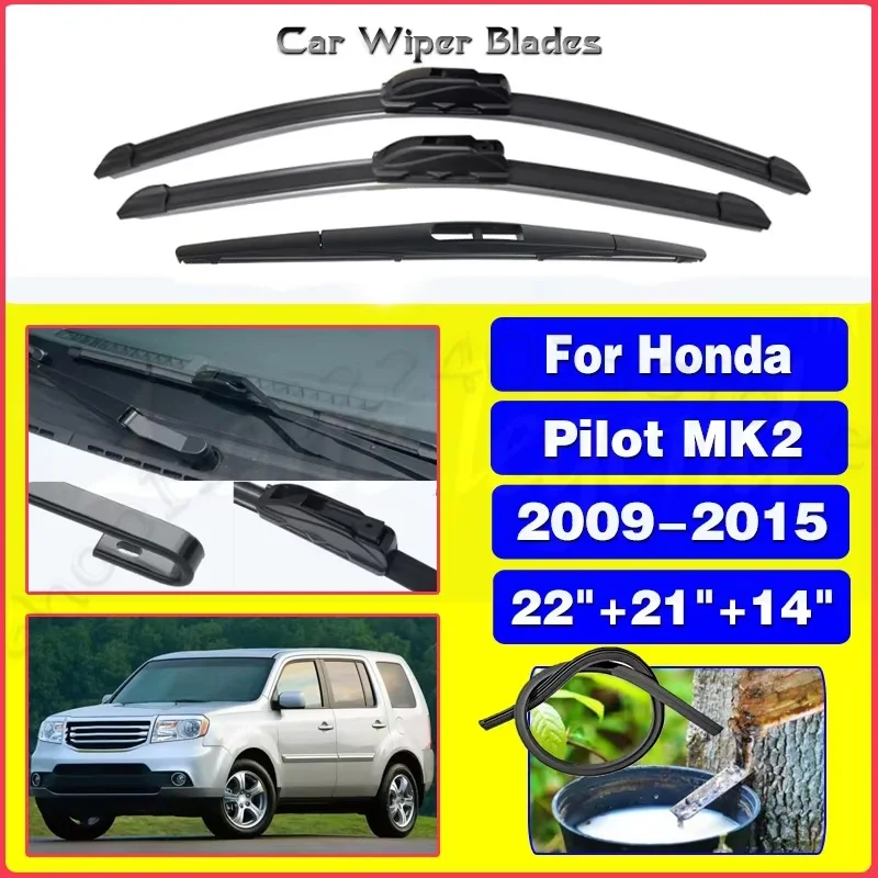 

For Honda Pilot MK2 2009 - 2015 Windshield Windscreen Window Brushes 22"+21"+14" Silent upgrade version
