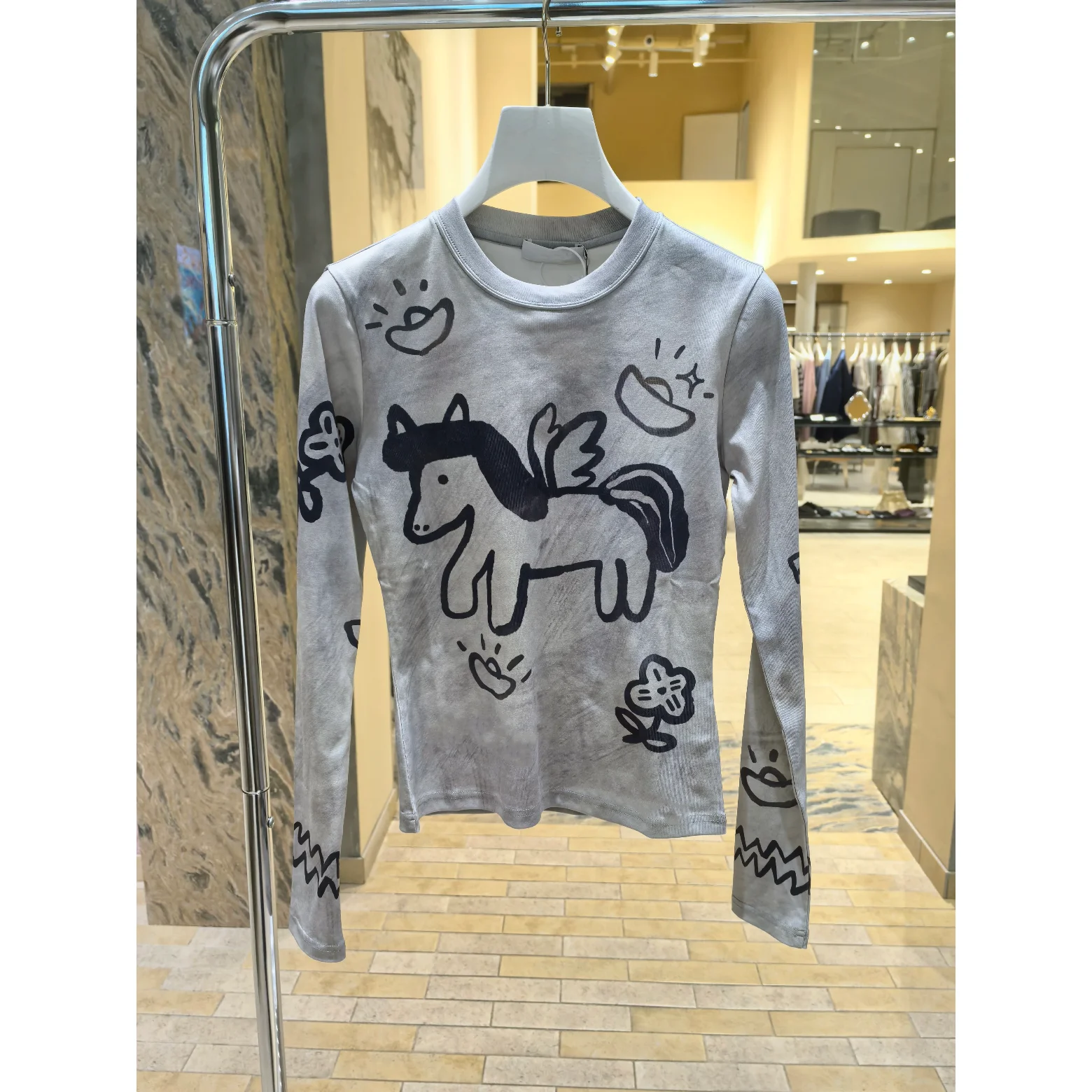 

Heidd 2026 Early Spring Long Sve T-irt Cartoon fiti Print Cotton round Ne Pullover for Girls