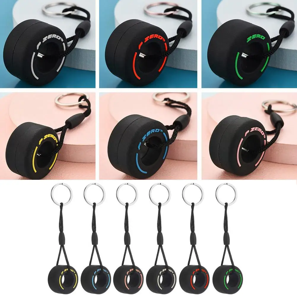 Mini F1 Racing Tire Keychain Car Key Accessories PVC Tyre Pendant Bag Charm Men\'s Gadgets Gifts For Friends Car Lovers Keychain