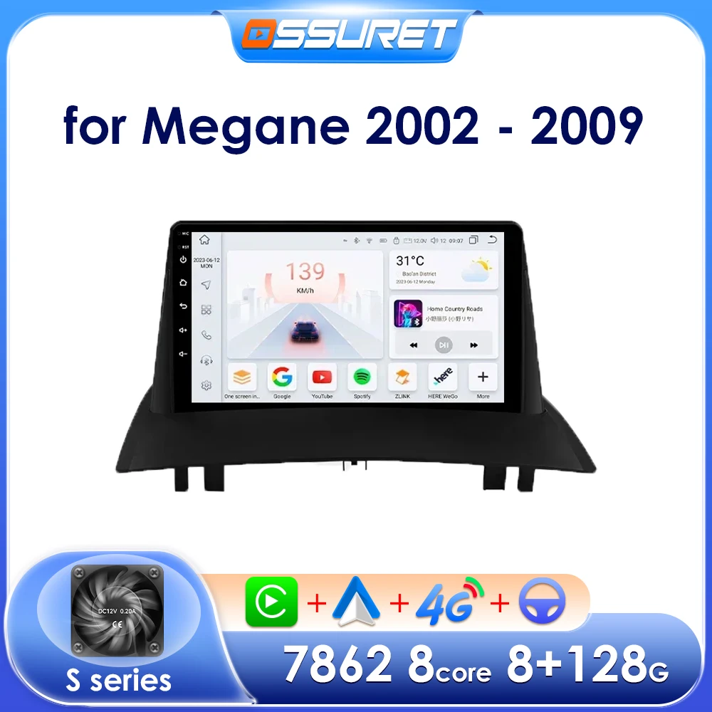 2din Autoradio Autoradio Intelligente per Renault Megane 2 2002-2009 Auto Lettore Multimediale Senza Fili CarPlay Audio Stereo schermo