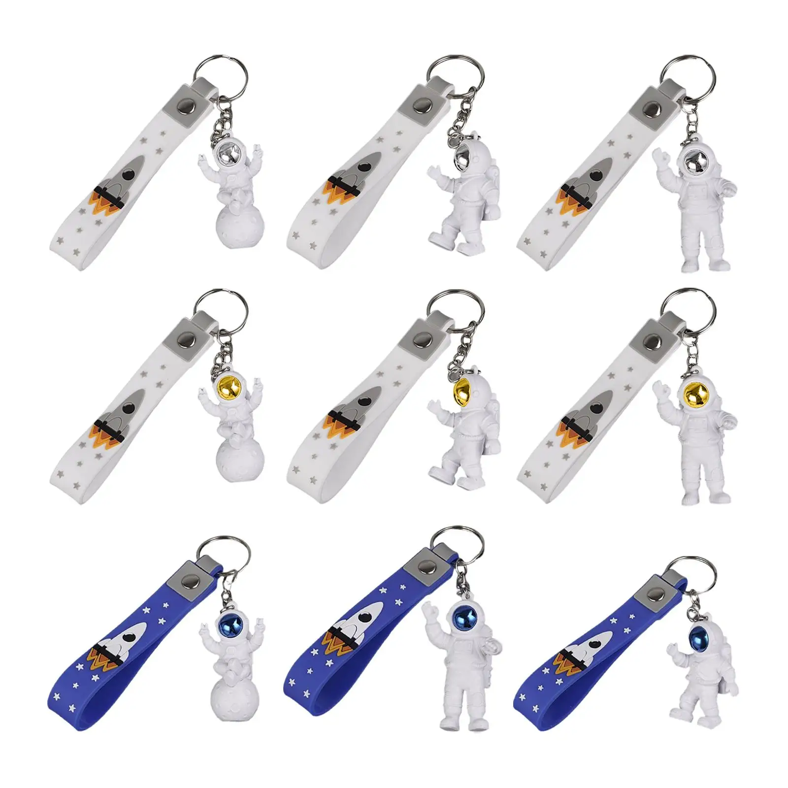 3Pcs Astronaut Keyring Waterproof Creative Pendant Cartoon Bag Hanging Ornament Keychain for Gifts Wallet Purse Charms Ornament