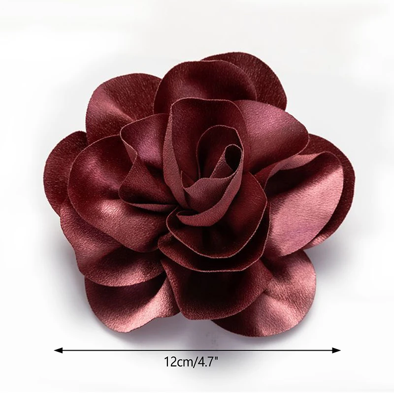 Fashion Large Flower Brooch Colorful Satin Fabric French Flower Brooch Handmade Suit Sweater Coat Decor Pins Brooches