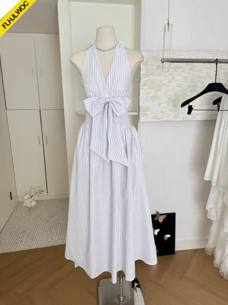 Robe Corset col en v, Chic, mode coréenne, vêtements mignons et doux pour filles, grand nœud, dos nu, Sexy, chemise sans manches