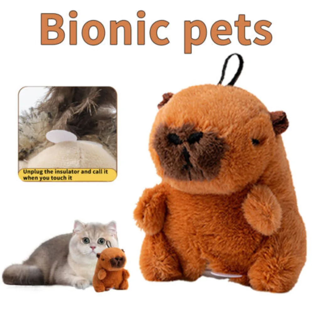 Indoor Toy, Interactive Cat Toy With Real Capybara Electronic Sound Chirping