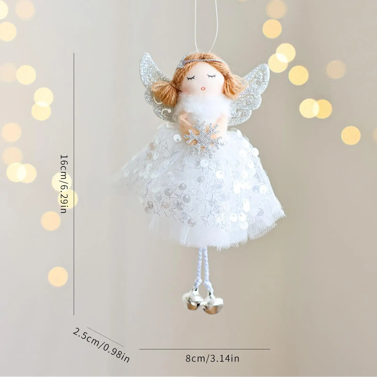 الحلي الملاك لشجرة عيد الميلاد مع أجراس دمية الملاك شجرة عيد الميلاد الحلي قلادة احتفالية لنافذة باب الأسرة الداخلية