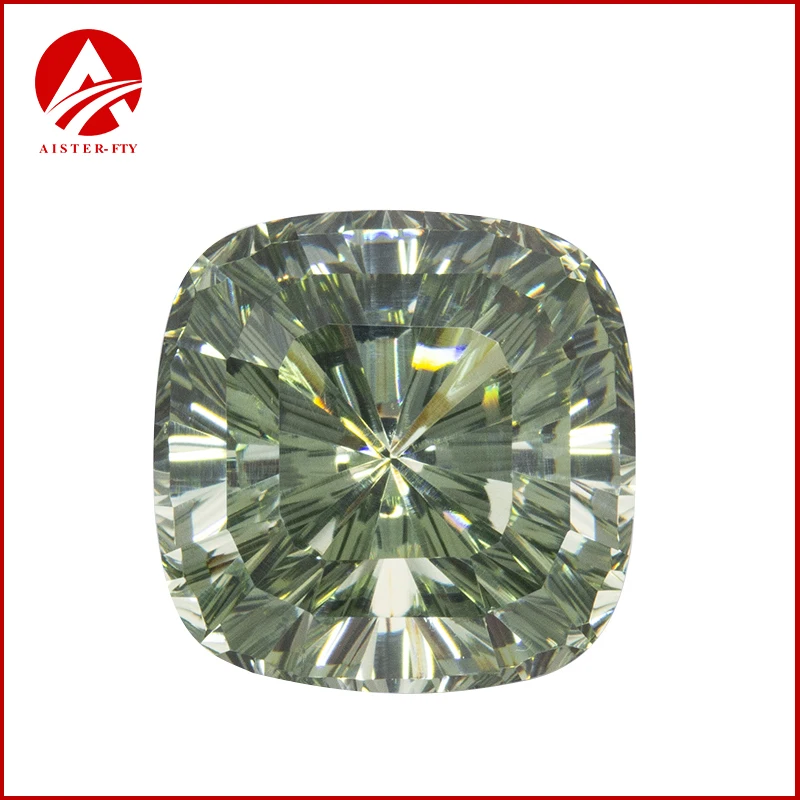 New Cushion Millennium Cut Cubic Zirconia Stones Light Green 10x10mm CZ Loose Gemstone for Jewelry Making