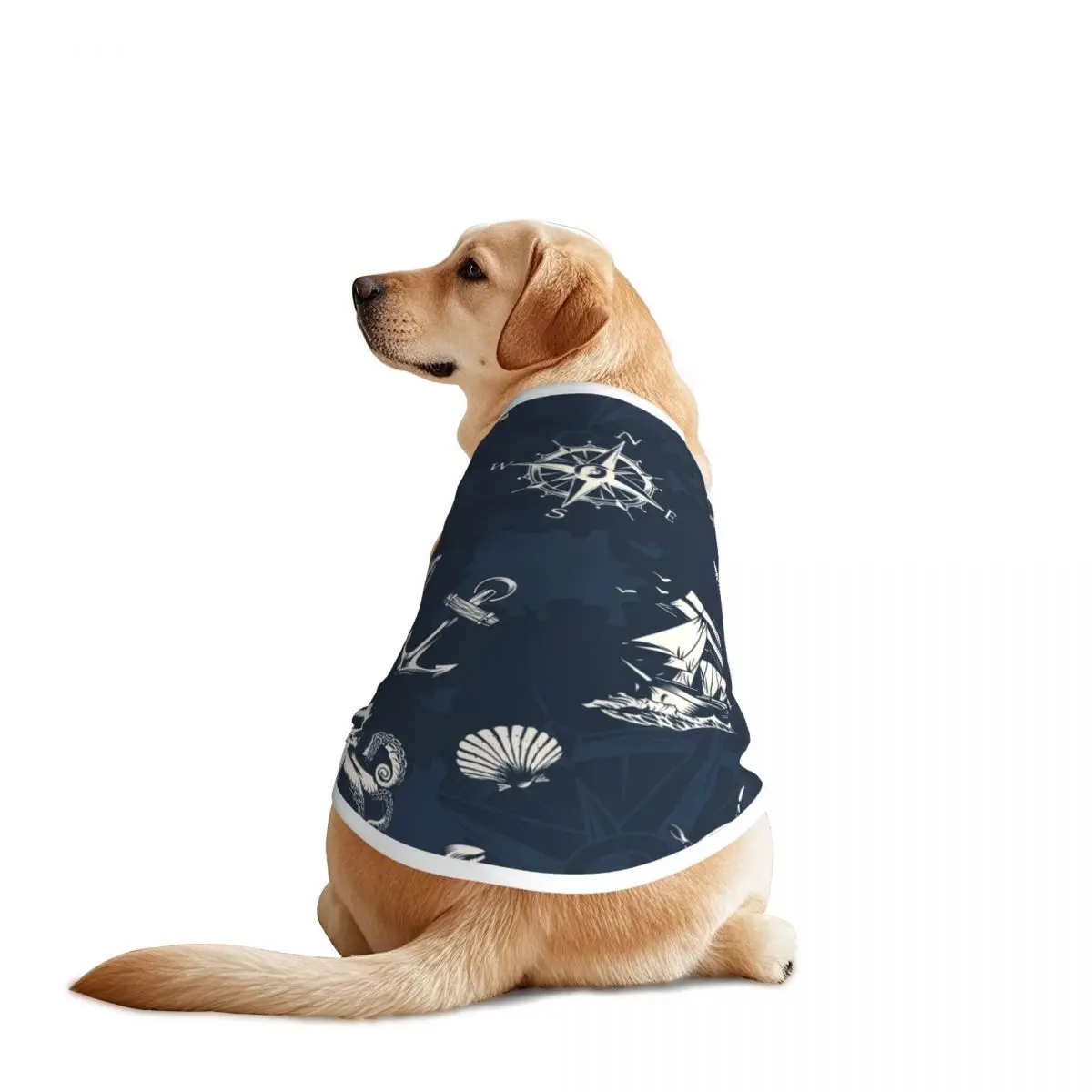 Vintage Nautical Symbol Pet Vests Jacket Breathable Sailor Anchor Compass Large Dog Clothing Decor For Costume Supplies