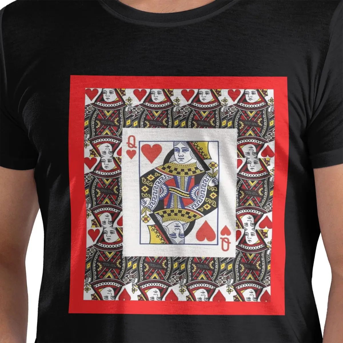 

Футболка из 100% хлопка Casino Nights Red Queen Of Hearts, мужские классические футболки, мужские футболки с круглым вырезом и коротким рукавом, S-6XL