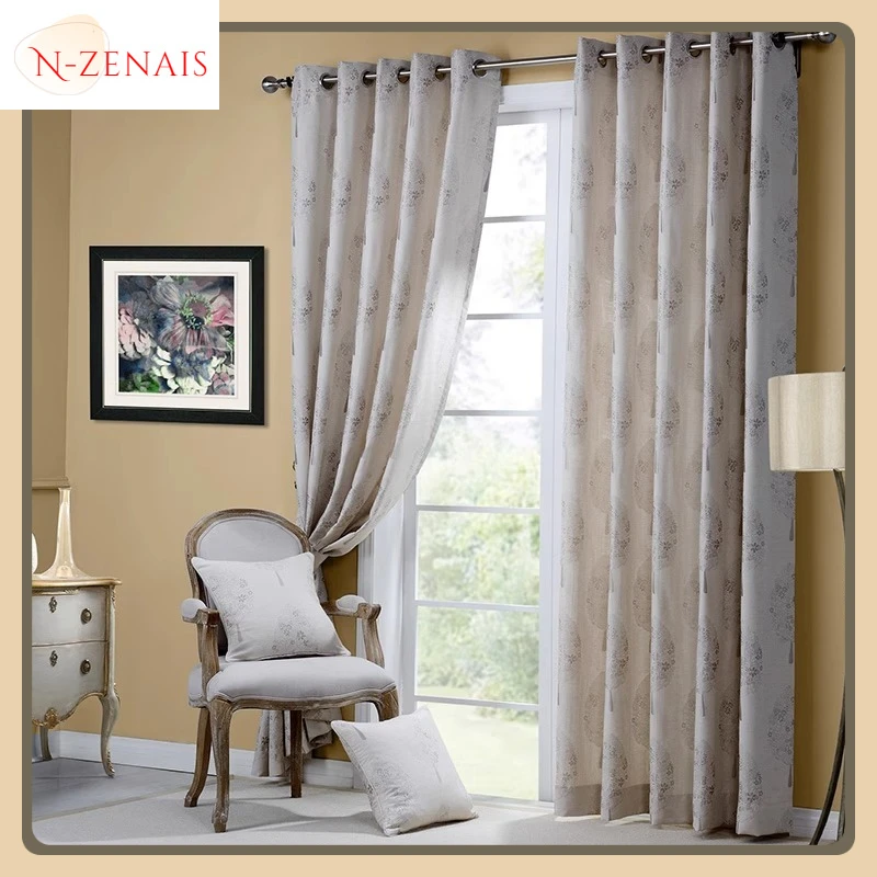 

Custom Size European Jacquard Curtains for Living Dining Room Bedroom Embroidered Blackout Window Curtains White Tulle Thick