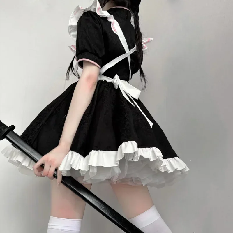 Costumi da cameriera in stile cinese Anime Lolita Dolce abito cheongsam rosa Ragazza della scuola Animazione di Halloween Spettacolo Gioco di ruolo Vestito da cameriera