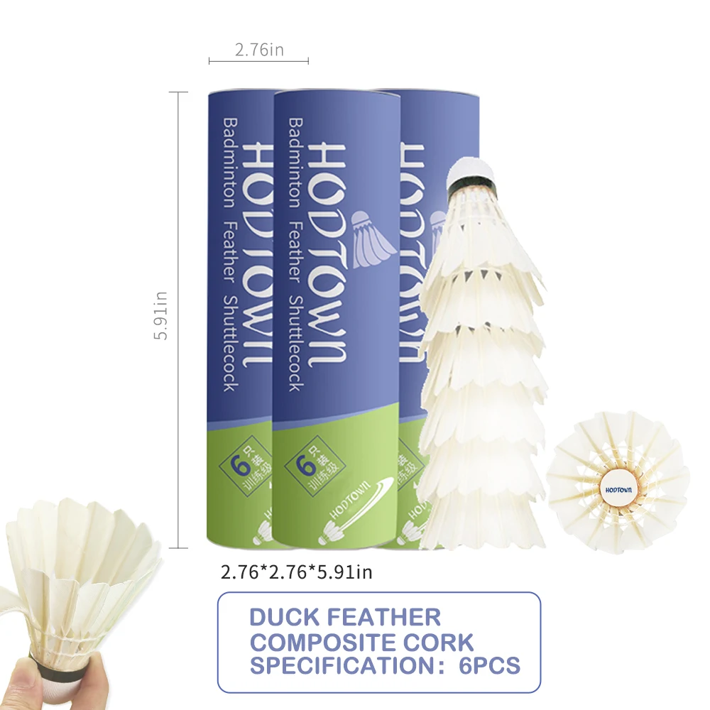 1 tube of 6 pieces and 12 pieces of HODTOWN duck feather composite cork,stable flight, strong endurance suitable for competition