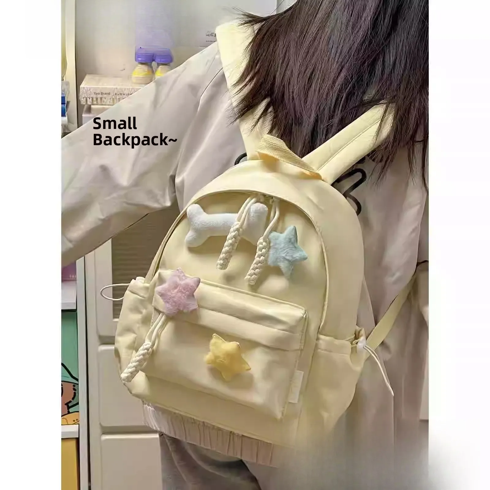 

Spring Outing Special Small Size Bapa for Elementary School Girls Simple Versatile College Sle Soft Handle Polyester Li...